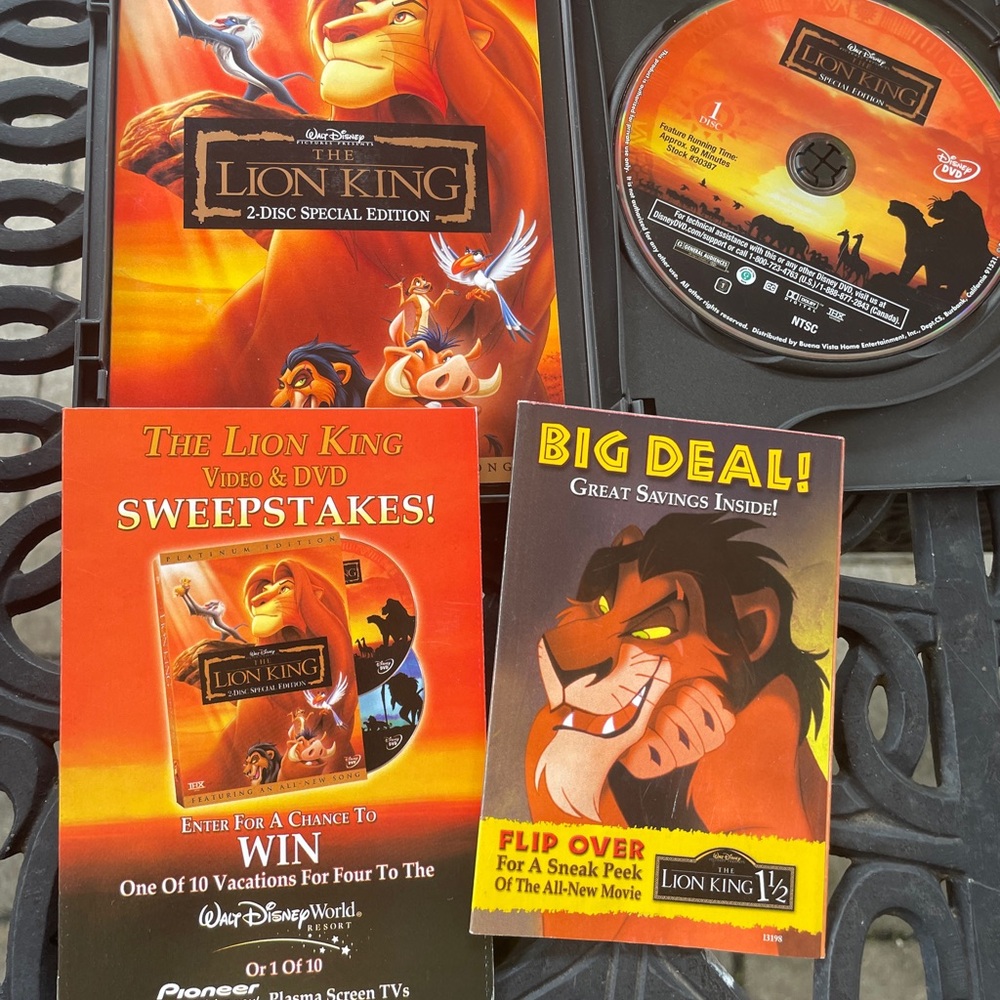Disney's The Lion King DVD Orange and Red Special Edition